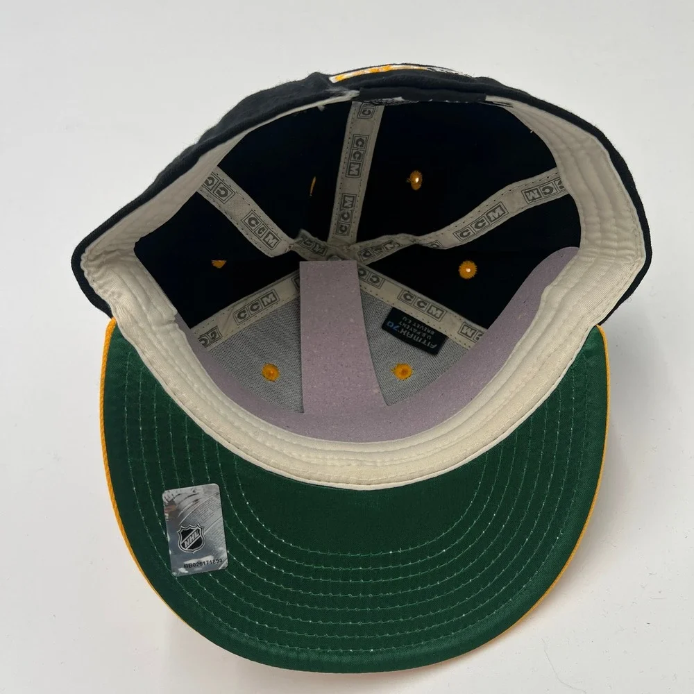 CCM Adidas Boston Bruins Original‎ Six Fitted Hat Black Yellow SM New